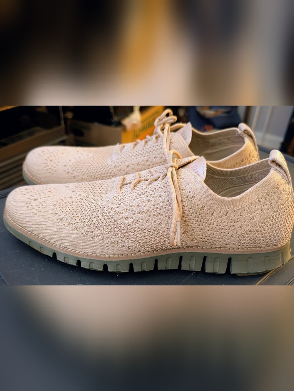 Cole Haan ZerøGrand Stitchlite Knit Oxford Sneakers Men's 10.5 Beige Lightweight
